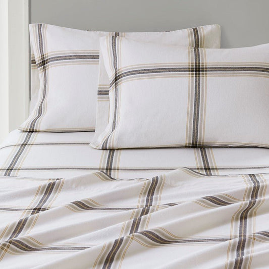 Woolrich 100% Cotton Printed Flannel Sheet Set - Tan Plaid - Quahog Bay Bedding