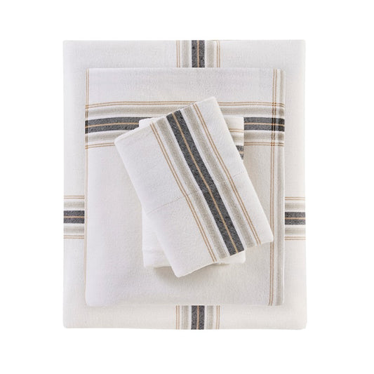 Woolrich 100% Cotton Printed Flannel Sheet Set - Tan Plaid