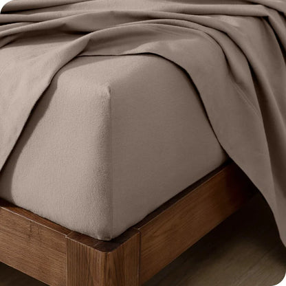 CinchFit American Made No Tear Split Top King Cotton Flannel Cord Elastic Sheets