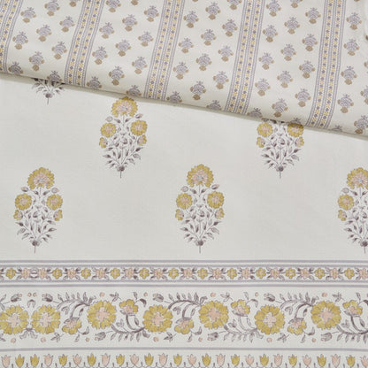 Thalia Vintage Bohemian Reversible Duvet Cover Set | 3-Piece | Blush/Gold