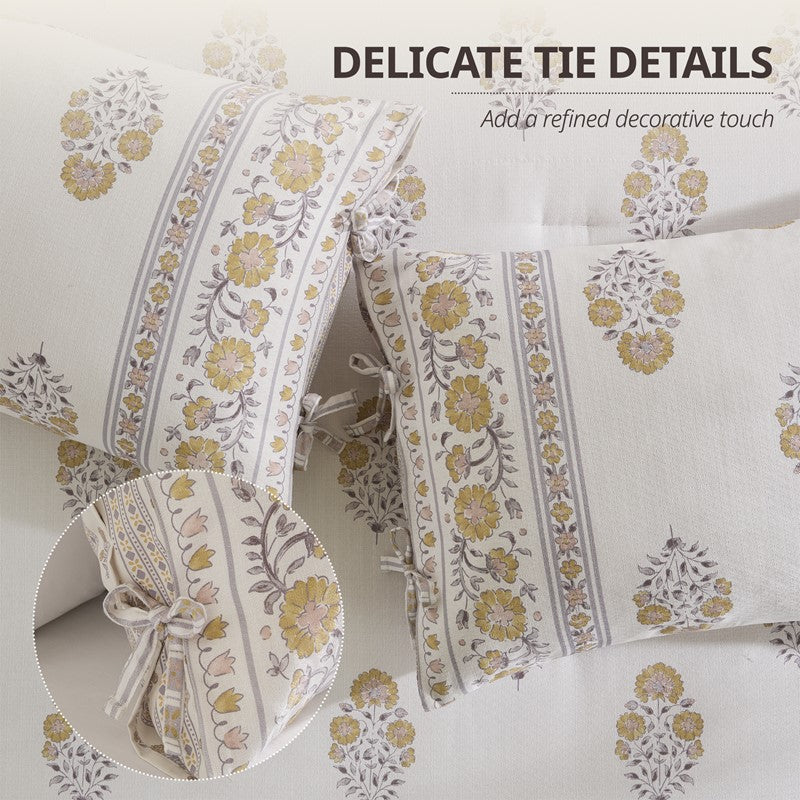 Thalia Vintage Bohemian Reversible Duvet Cover Set | 3-Piece | Blush/Gold
