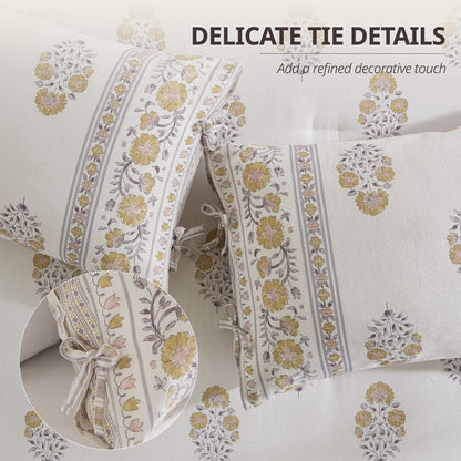 Thalia Vintage Bohemian Reversible Duvet Cover Set | 3-Piece | Blush/Gold