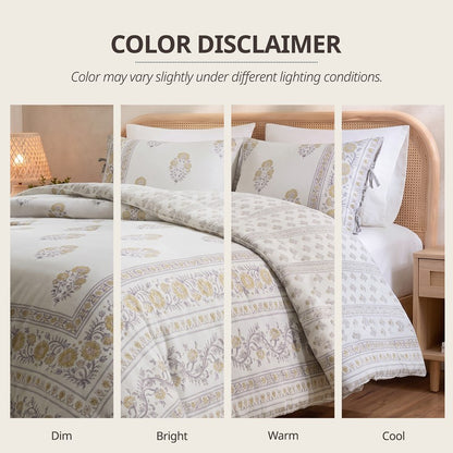 Thalia Vintage Bohemian Reversible Duvet Cover Set | 3-Piece | Blush/Gold