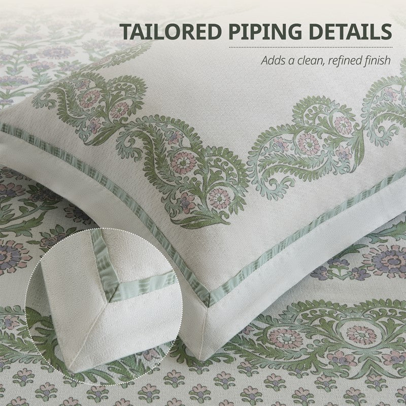 Tilly Coastal Cottage Reversible Duvet Cover Set | 3-Piece | Green