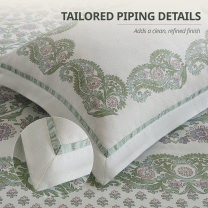 Tilly Coastal Cottage Reversible Duvet Cover Set | 3-Piece | Green