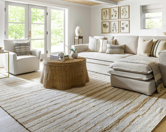 Tivon Broken-Striped Jute Rug - Quahog Bay Bedding