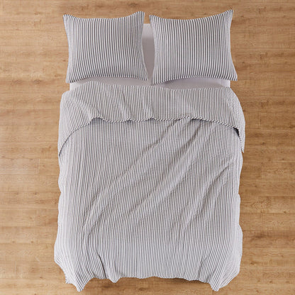 Tobago Stripe Reversible Quilt Set - Coastal Quilts - Charcoal