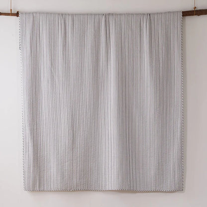 Tobago Stripe Reversible Quilt Set - Coastal Quilts - Charcoal