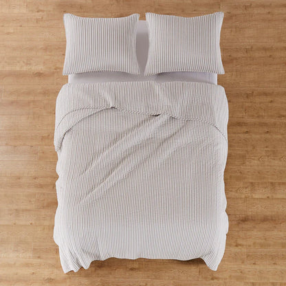 Tobago Stripe Reversible Quilt Set - Coastal Quilts - Taupe