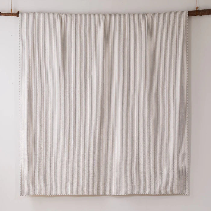 Tobago Stripe Reversible Quilt Set - Coastal Quilts - Taupe