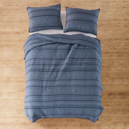 Tolteca Nautical Indigo Quilt Set - Nautical Themed Quilt Set - Quahog Bay Bedding