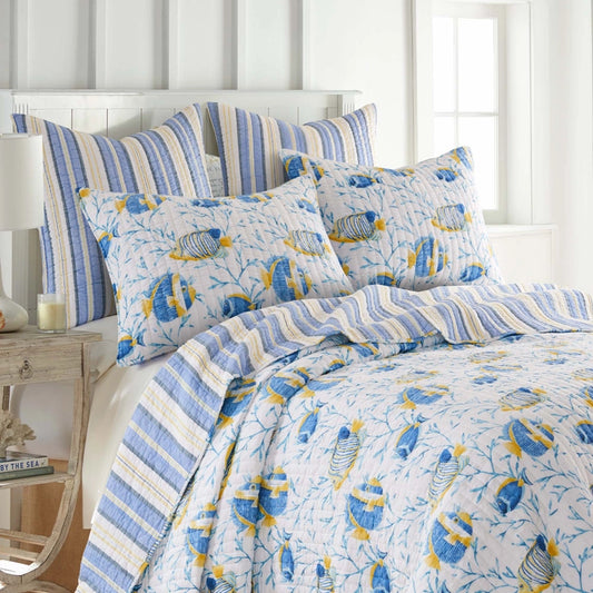 Tropical Sea Cotton Quilt Set - Fish Themed Quilts