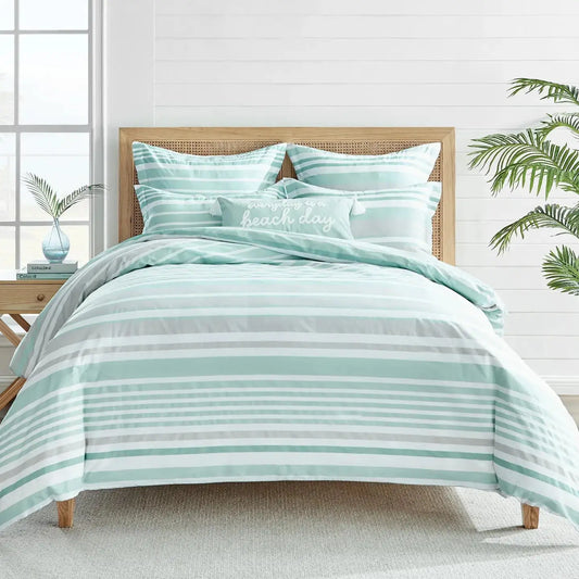 Truro Teal Comforter Set Coastal Bedding Set - Quahog Bay Bedding