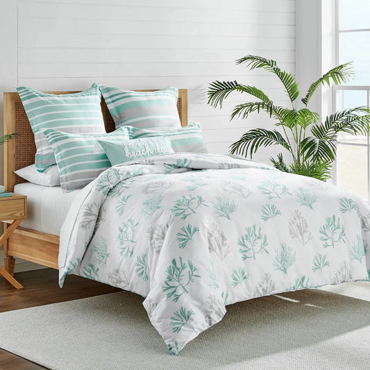 Truro Teal Comforter Set Coastal Bedding Set - Quahog Bay Bedding