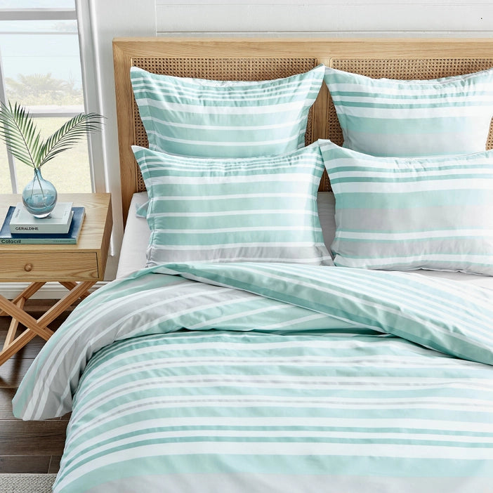 Truro Duvet Cover Set - Spa - 100% Cotton Reversible Duvet Cover Set 3PC