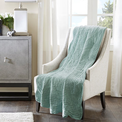 Tuscany Coastal Quilted Throw Blanket with Scalloped Edges