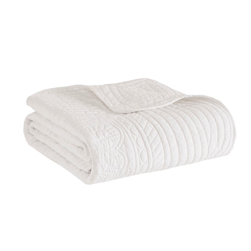 Tuscany Coastal Quilted Throw Blanket with Scalloped Edges