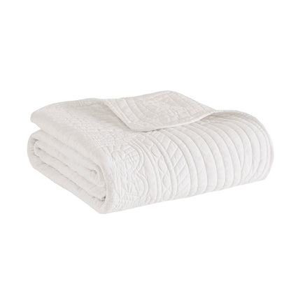 Tuscany Coastal Quilted Throw Blanket with Scalloped Edges