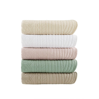 Tuscany Coastal Quilted Throw Blanket with Scalloped Edges