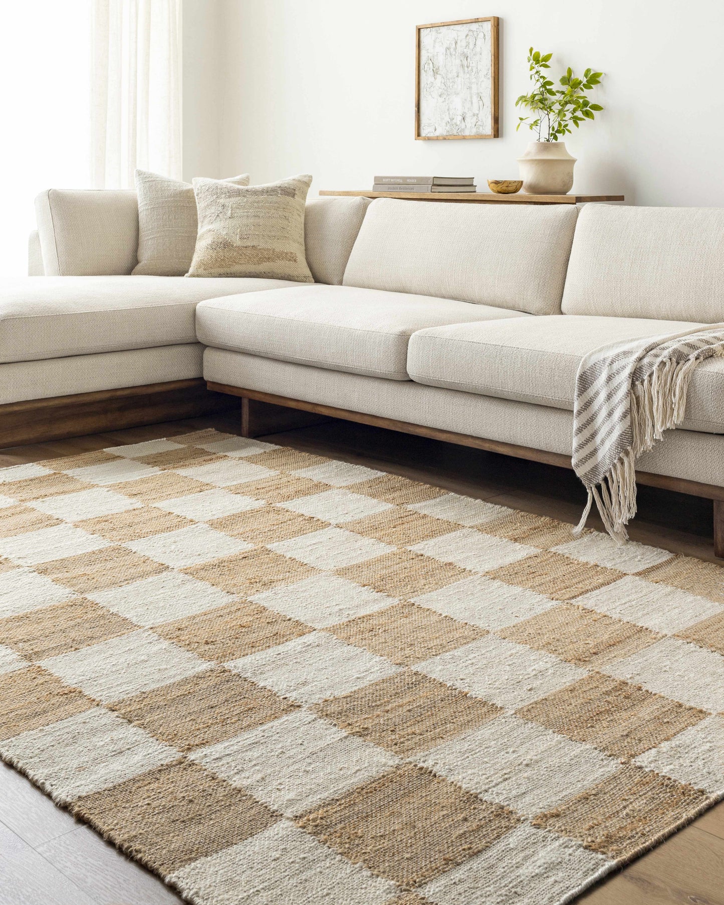 Tyhir Checkered Jute Rug - Quahog Bay Bedding