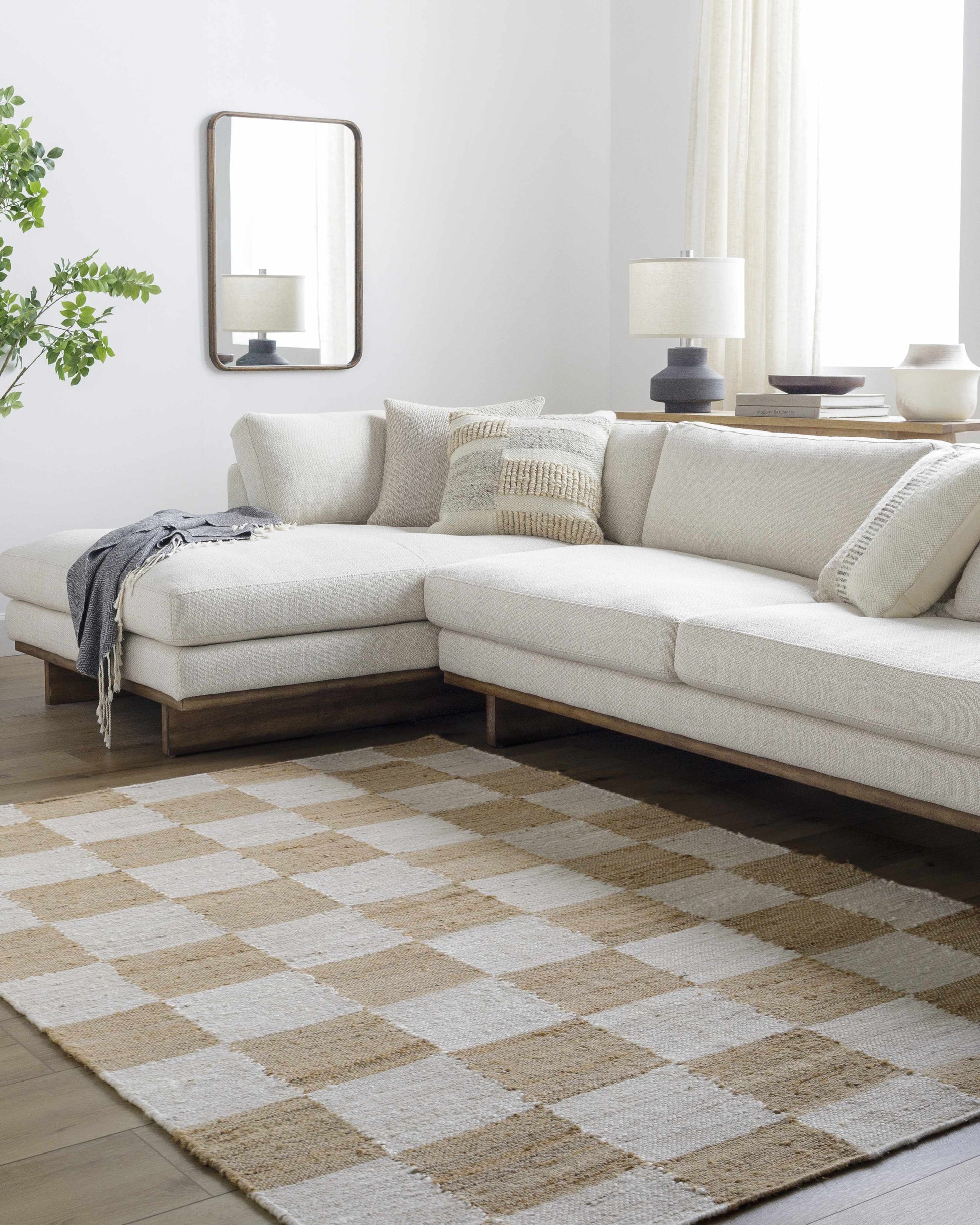 Tyhir Checkered Jute Rug - Quahog Bay Bedding