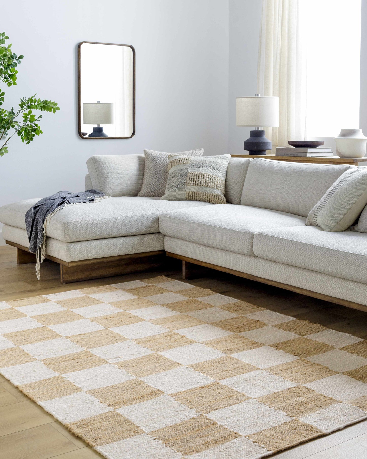 Tyhir Checkered Jute Rug - Quahog Bay Bedding