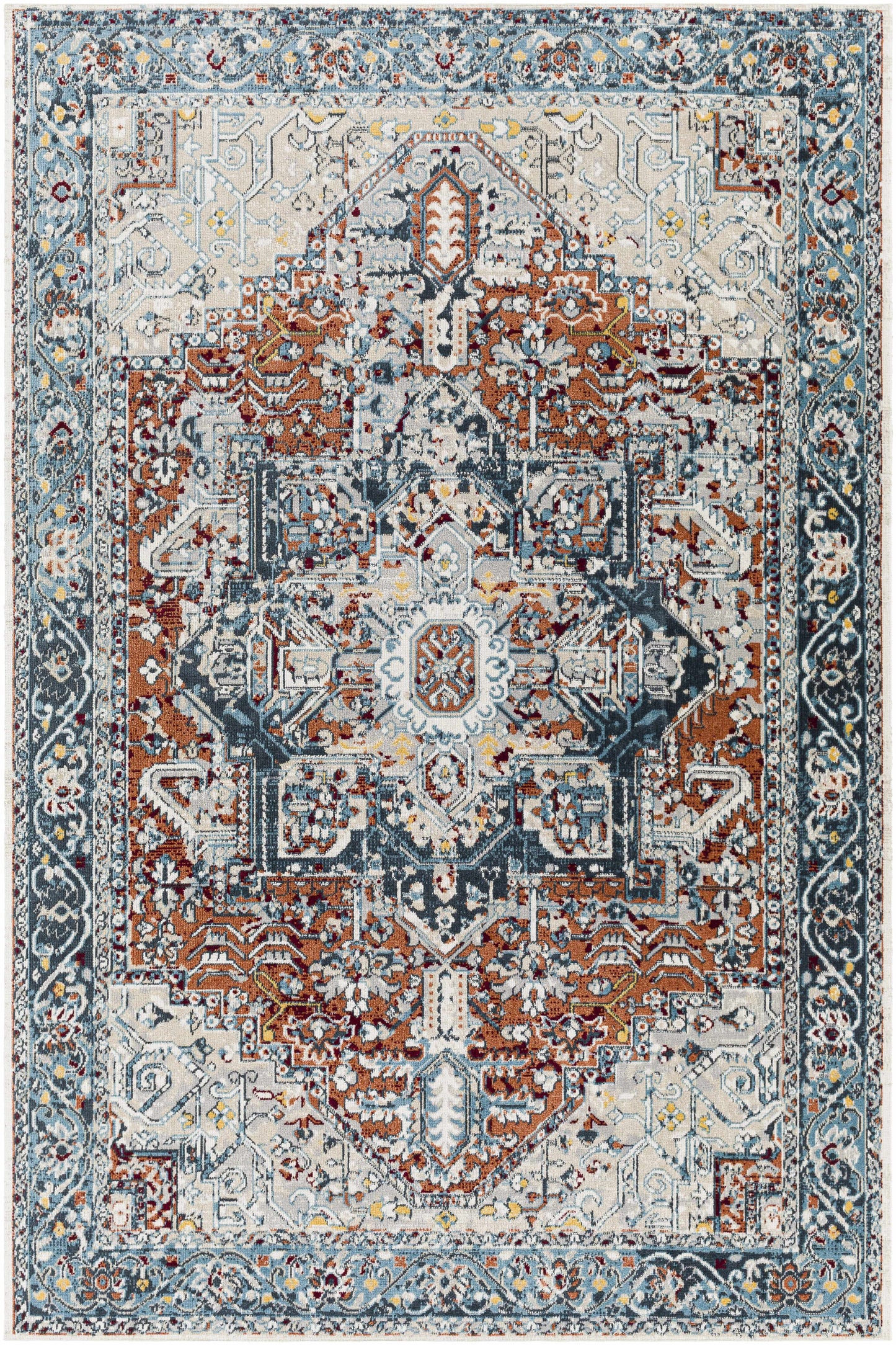 Cabacungan Blue & Rust Washable Area Rug - Clearance