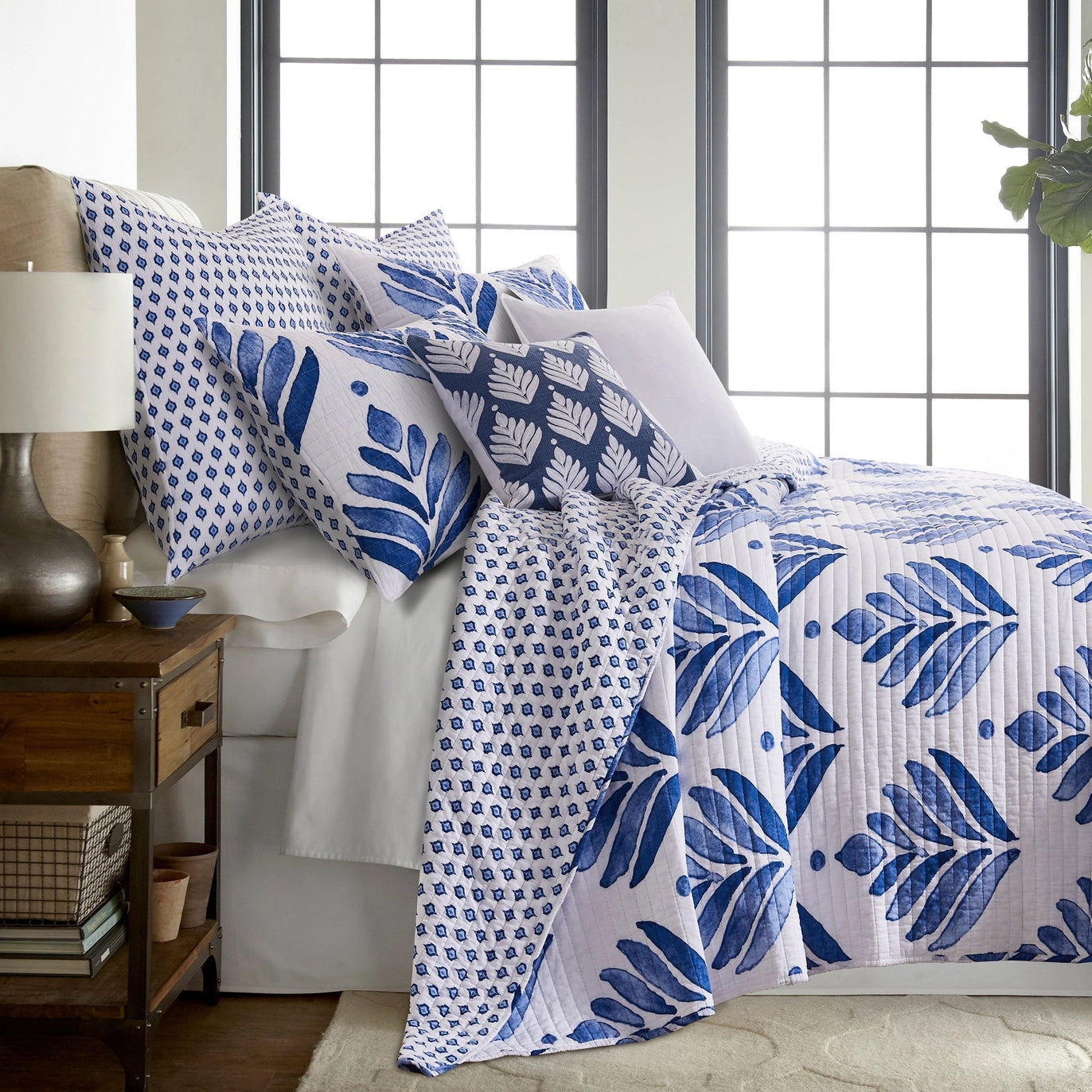 Vintage Blossom Quilt Set - Beautiful Bamboo Fans Quilt Set - Quahog Bay Bedding