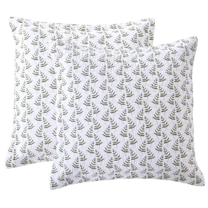 Viviana Euro Sham Set of 2 - Coastal Floral Pillow Shams - Quahog Bay Bedding