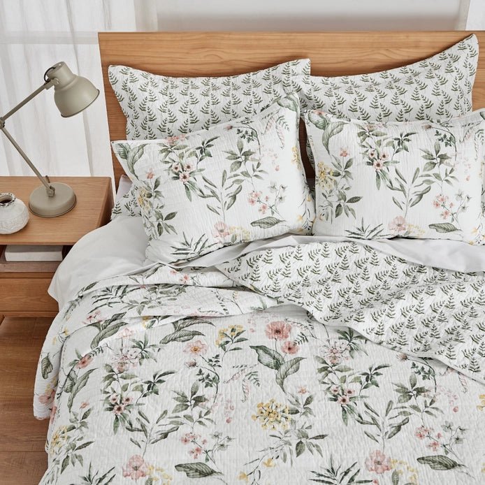 Viviana Euro Sham Set of 2 - Coastal Floral Pillow Shams - Quahog Bay Bedding