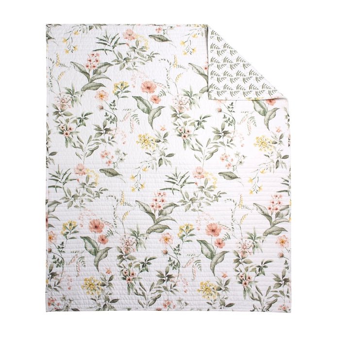 Viviana Quilted Cotton Coastal Floral Throw Blanket - Quahog Bay Bedding