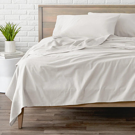 Split Flex Top King Sheets No Tear Flannel 100% Cotton The Best Adjustable Bed Sheets CinchFit USA Sheets - QuahogBay
