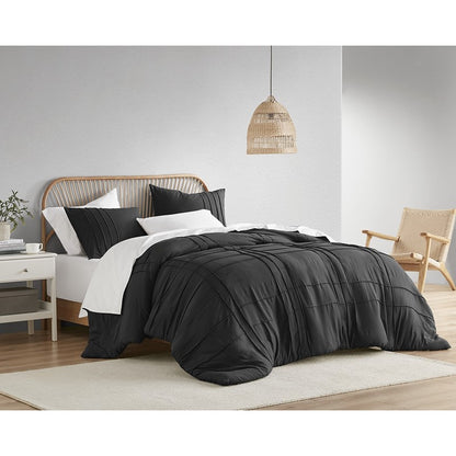 Walker Soft Washed Pleated Comforter Set - Black