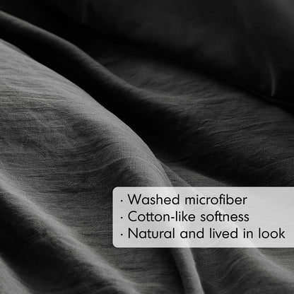 Walker Soft Washed Pleated Comforter Set - Black