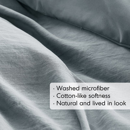 Walker Soft Washed Pleated Comforter Set - Blue/Grey