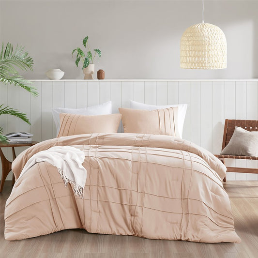 Walker Soft Washed Pleated Comforter Set - Blush