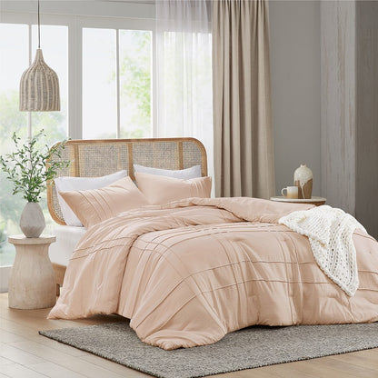 Walker Soft Washed Pleated Comforter Set - Blush
