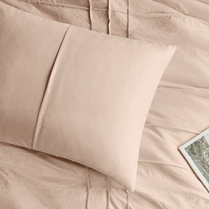 Walker Soft Washed Pleated Comforter Set - Blush