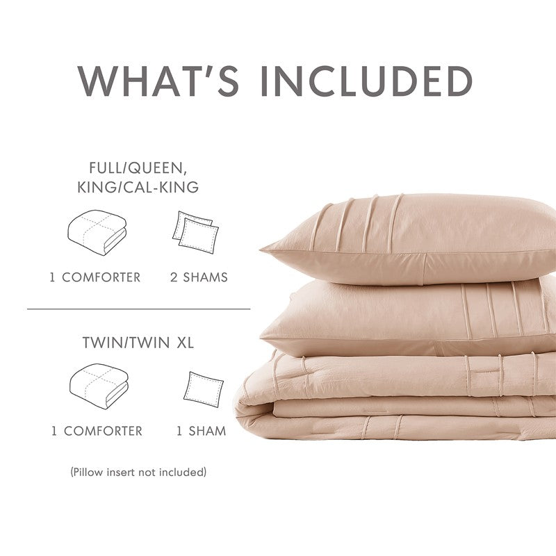 Walker Soft Washed Pleated Comforter Set - Blush