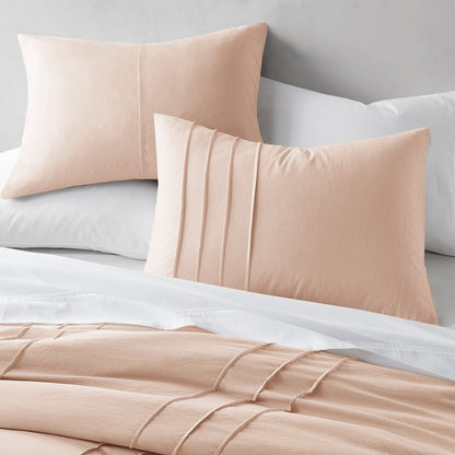 Walker Soft Washed Pleated Comforter Set - Blush