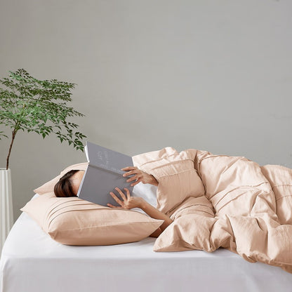 Walker Soft Washed Pleated Comforter Set - Blush