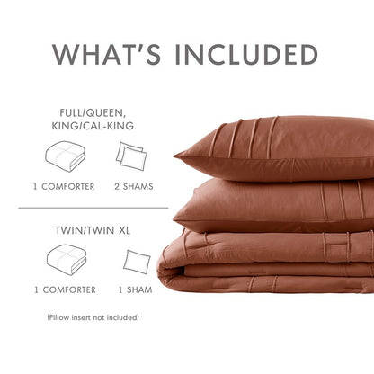 Walker Soft Washed Pleated Comforter Set - Clay