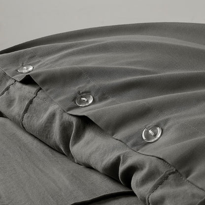 Walker Soft Washed Pleated Comforter Set - Grey