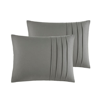 Walker Soft Washed Pleated Comforter Set - Grey