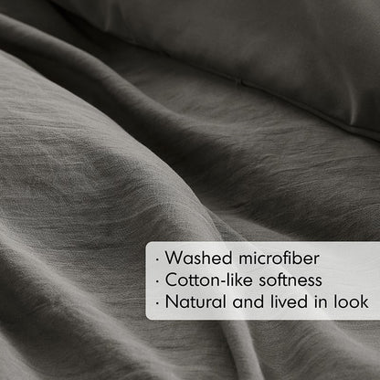 Walker Soft Washed Pleated Comforter Set - Grey