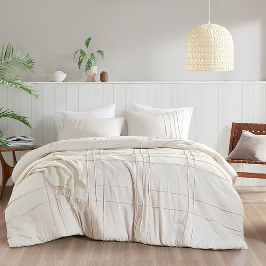 Walker Soft Washed Pleated Comforter Set - Neutral
