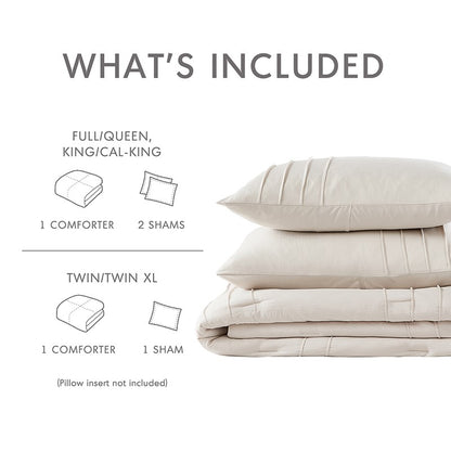 Walker Soft Washed Pleated Comforter Set - Neutral