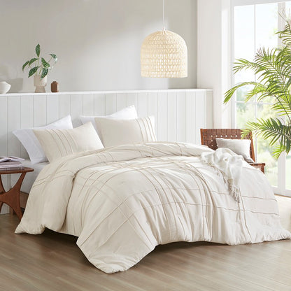 Walker Soft Washed Pleated Comforter Set - Neutral