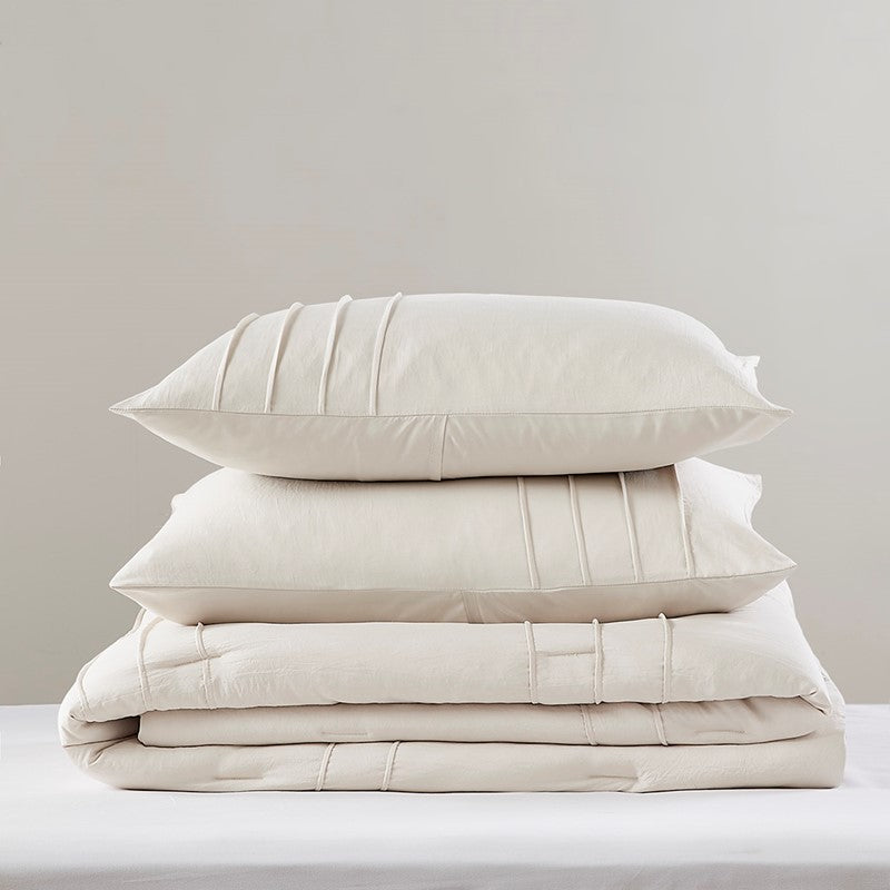 Walker Soft Washed Pleated Comforter Set - Neutral