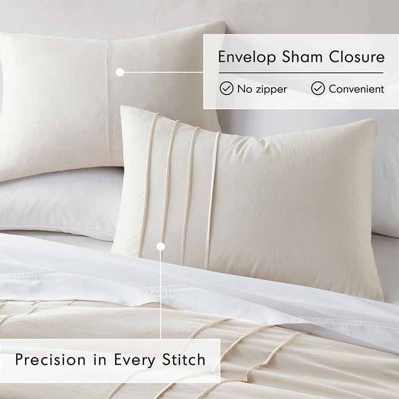 Walker Soft Washed Pleated Comforter Set - Neutral
